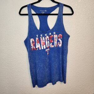 MLB Texas Rangers Blue Racerback Tank Floral Size L